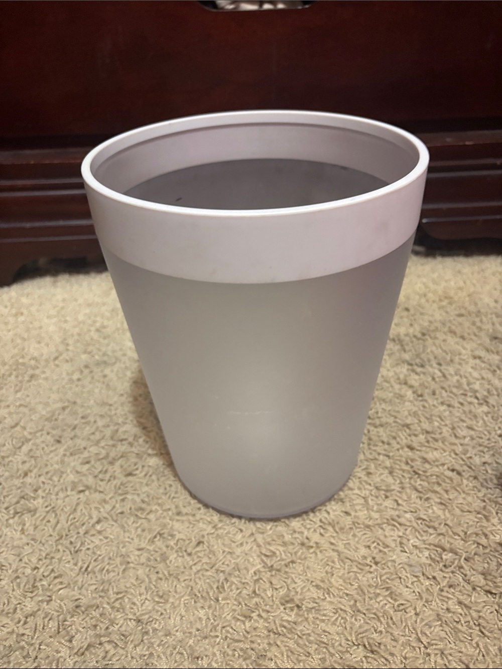 Frosted White Plastic Waste Bin with Solid Rim